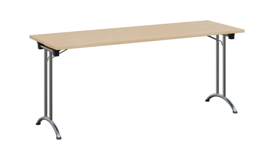 SLC 180 chrom skládací jednací stůl 1800x600, deska 25 mm, podnož chrom, deska bříza světlá